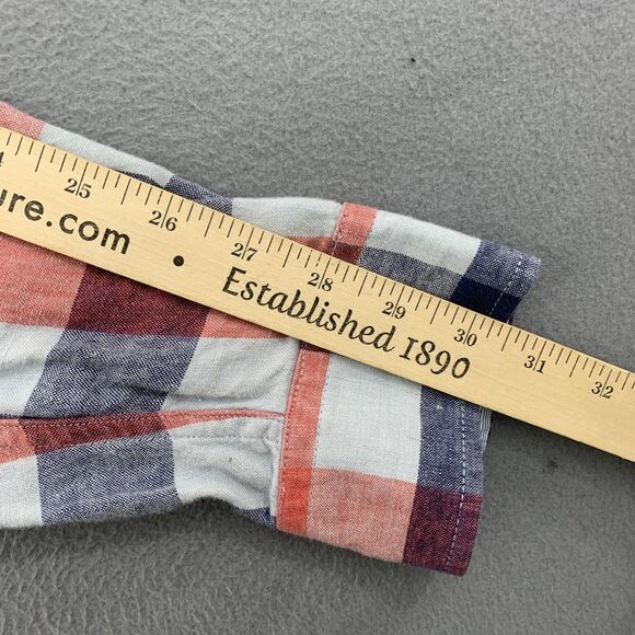 Tommy Bahama Shirt Mens Large Red Blue White Plaid Linen Button Up Casual - Picture 8 of 12